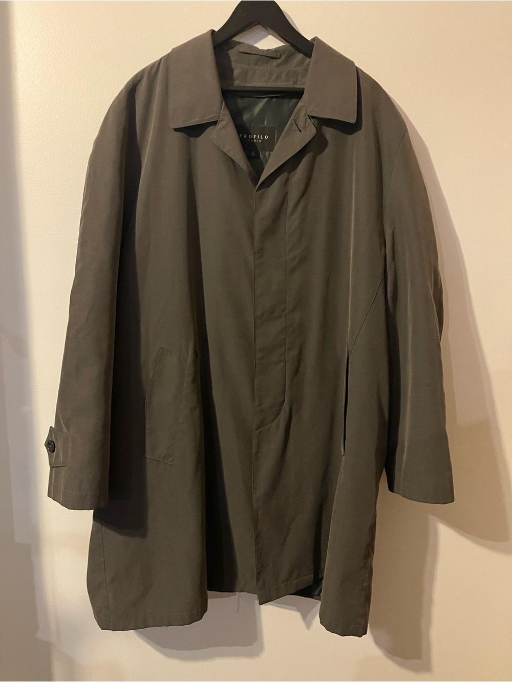 Profilo Studio Olive Green Single Breasted Long Trench Coat Overcoat with Liner